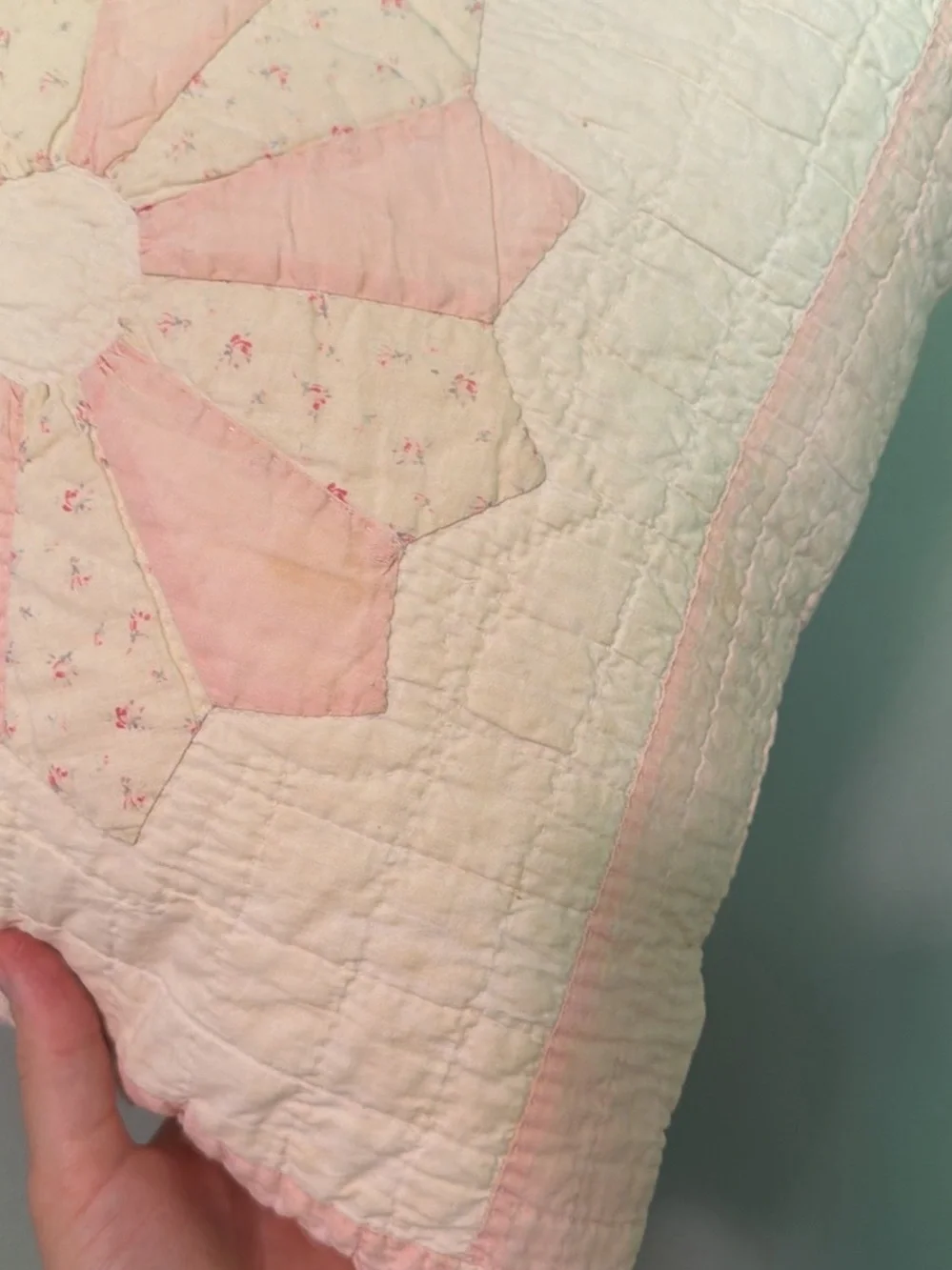 Handmade Pink Floral Patchwork Throw Pillow